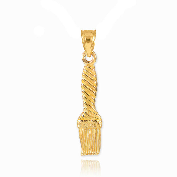 14K Solid Gold Paintbrush Carpenters, Contruction Worker, Pendant Necklace