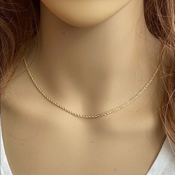 14 k Solid Yellow Gold 1.8 mm Light Rope Chain Necklace 16",18",20",22",24".