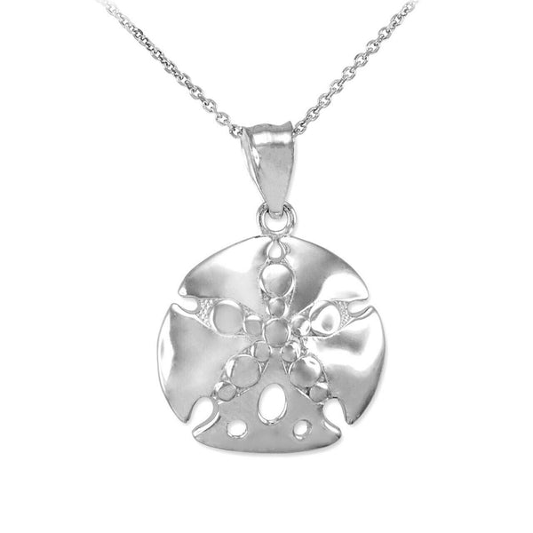 925 Sterling Silver Textured Sand Dollar Pendant Necklace