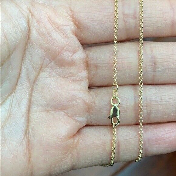 14 k Solid Yellow Real Gold 1.5 mm Light Rolo Chain Necklace 16",18",20" Lobster