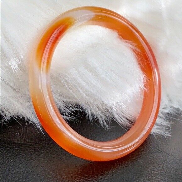 Orange Yellow Red Natural Agate Bangle Inner Diameter 61 mm - Round Shape MN14