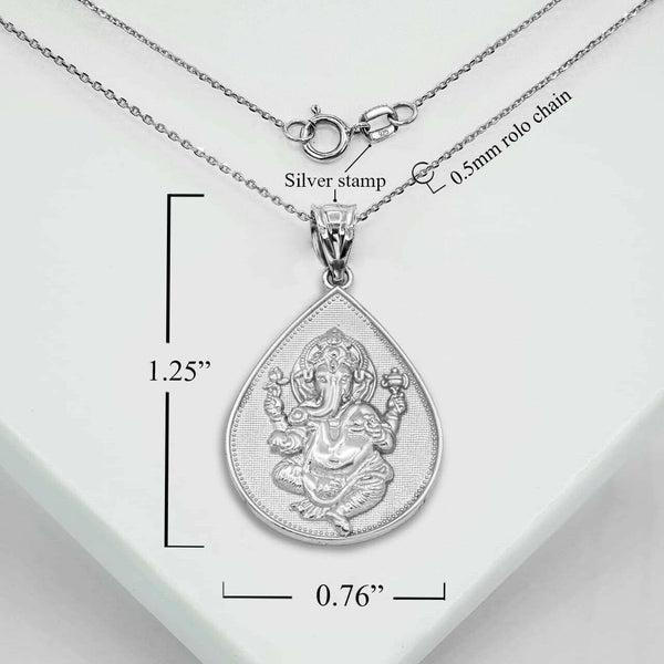 925 Streling Silver Hindu Lord Ganesha Pendant Necklace 16", 18", 20", 22"