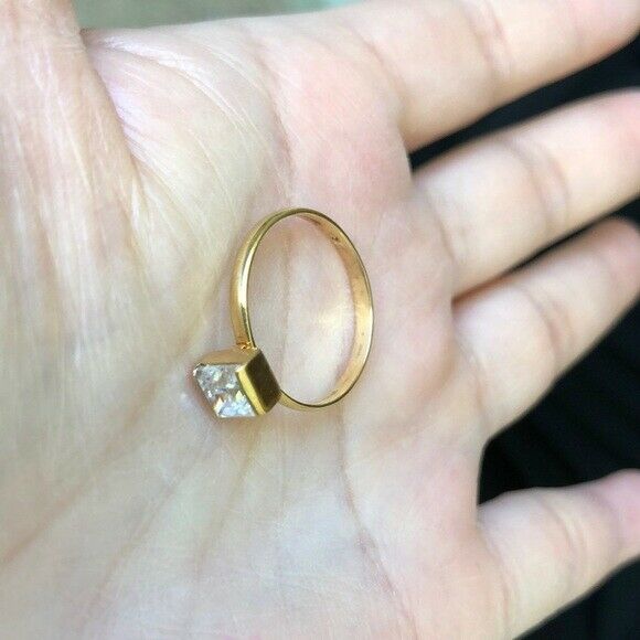 NWOT 14K Yellow Gold Square CZ Women/Gril Ring Size 6.5
