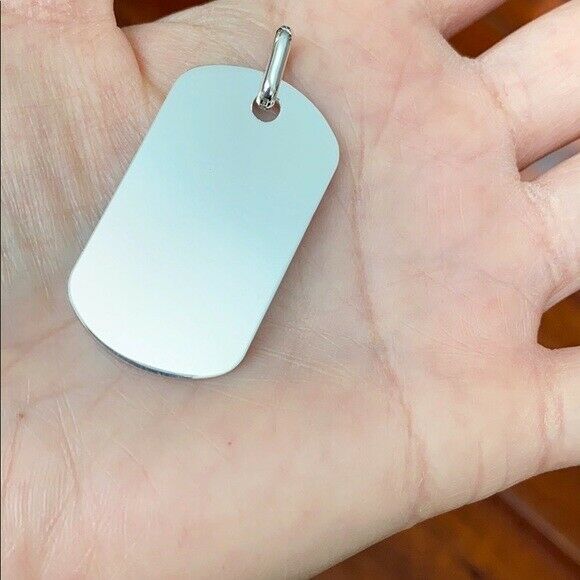 925 Sterling Real Fine Silver Plain Dog Tag Pendant 40 x 23mm