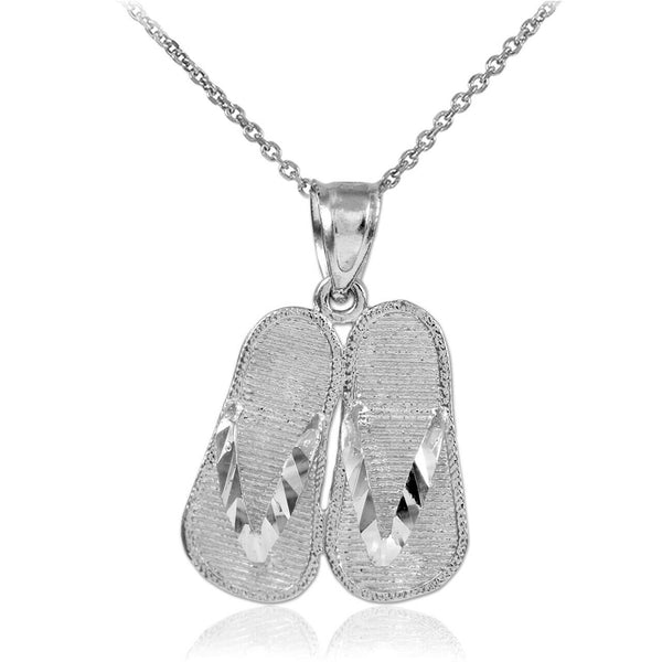 925 Sterling Silver Flip Flops 3D Charm Pendant Necklace 16" 18" 20" 22"