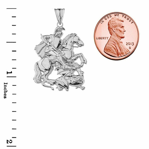 925 Sterling Silver Saint George Pendant Necklace