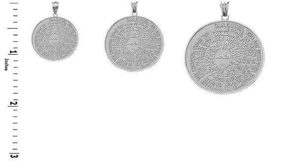925 Silver The Lord’s Prayer Medallion Pendant Necklace (Small/Medium/Large)