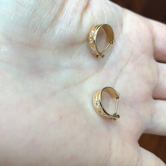14K Solid Gold CZ Baby Size Earrings