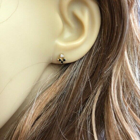 14K Solid Yellow Gold Mini Natural Sapphire Stud Earring -E56 Minimalist