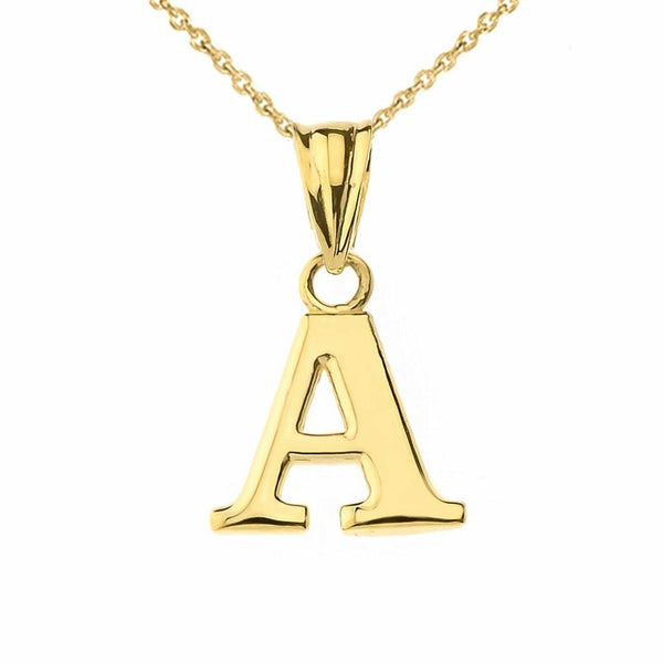14k Solid Yellow Gold Small Mini Initial Letter A Pendant Necklace