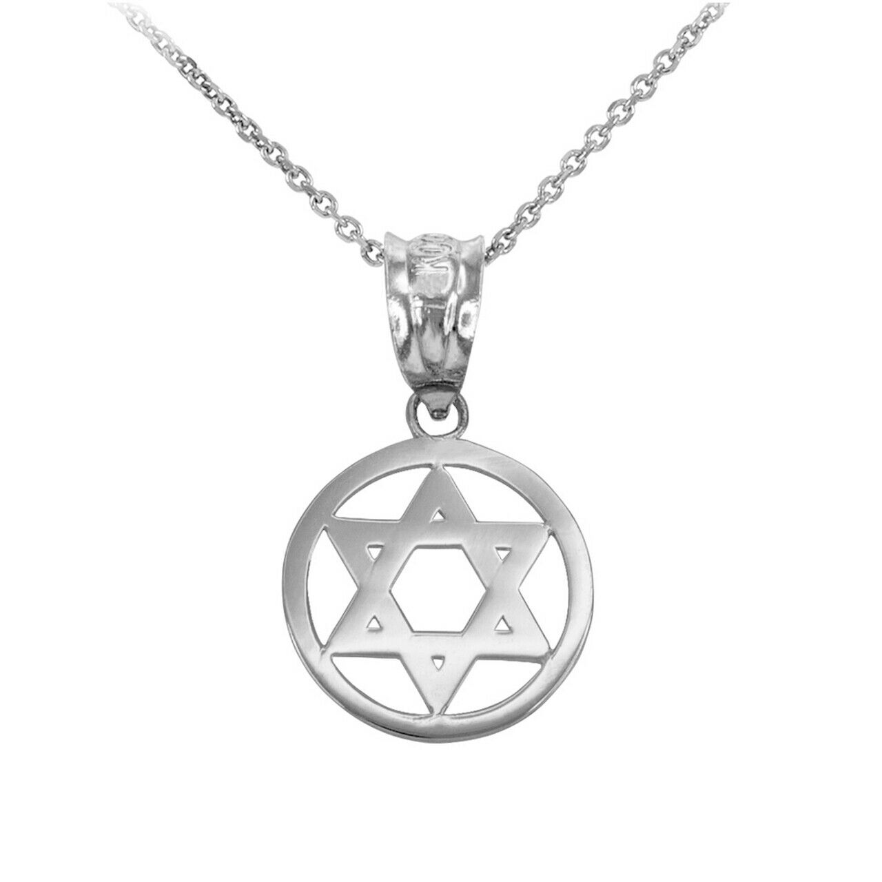 925 Sterling Silver Encircled Star of David Pendant Necklace
