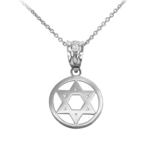 925 Sterling Silver Encircled Star of David Pendant Necklace