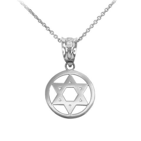 925 Sterling Silver Encircled Star of David Pendant Necklace