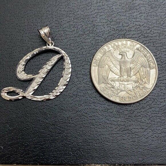 925 Sterling Silver Cursive Initial Letter D Pendant Necklace