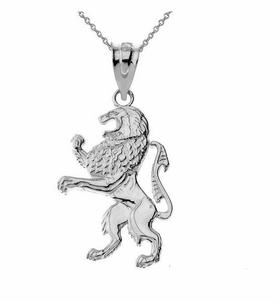 10k Solid Yellow White Rose Gold Lion of Judah Pendant Necklace