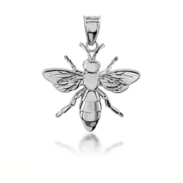 925 Streling Silver Bee 3D Pendant Necklace