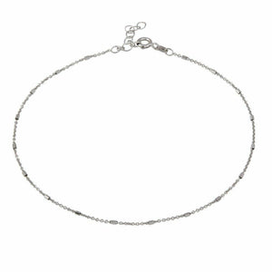 NEW 925 Sterling Silver DC Tube Link Dainty Anklet 9"-10" Inches Adjustable