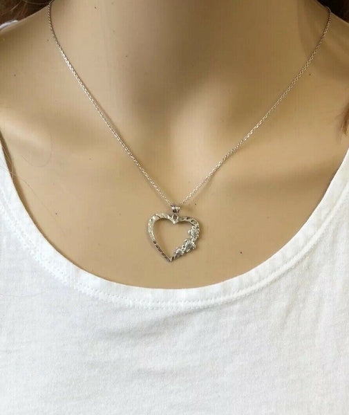 Hawaiian Honu Turtles Heart Pendant Necklace in 925 Sterling Silver Made in USA