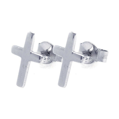 NWT Sterling Silver 925 Rhodium Plated Small Cross Stud Earrings