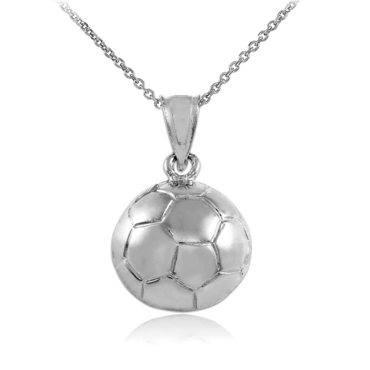925 Sterling Silver Football Soccer Ball Sports Pendant Necklace