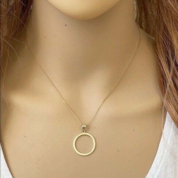 10K Solid Gold Eternity Love Circle Of Life Karma Pendant Dainty Necklace