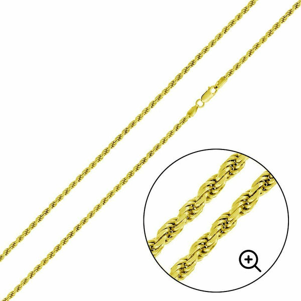 14k Yellow Gold Plated Over Sterling Silver Italian Italy Rope necklace 2.0 mm