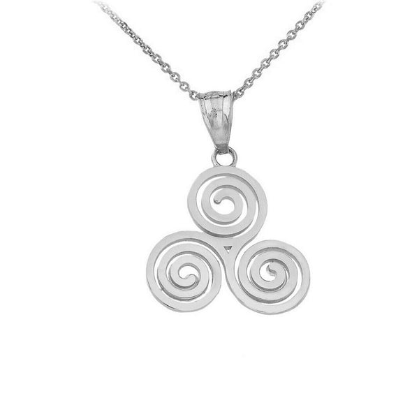 10k or 14k Solid Gold Swirl Celtic Knot Triskele Triskelion Pendant Necklace