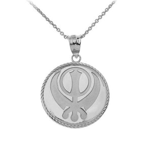 .925 Silver Sikh Khanda Punjabi Sword God w/o Beginning or End Pendant Necklace