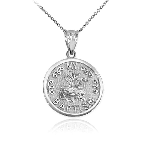 14K Solid Gold My Baptism Pendant Necklace - Yellow, Rose, White