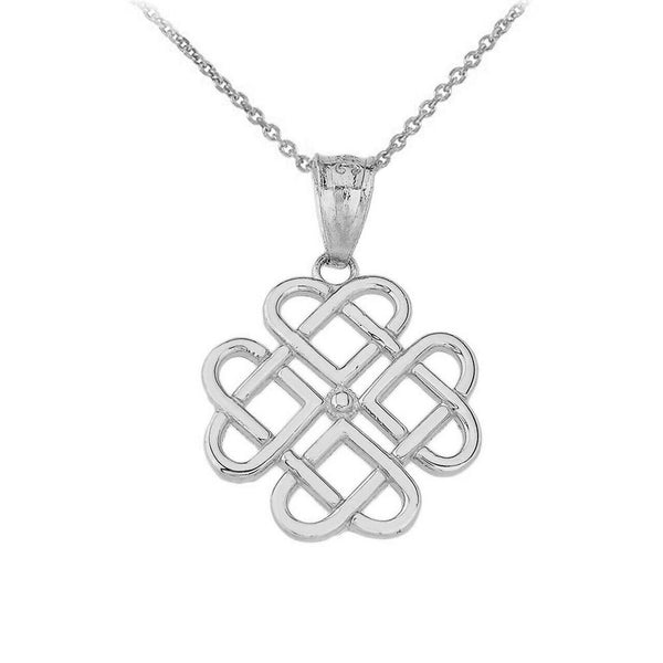 10k or 14k Solid Gold Woven Celtic Hearts Openwork  Pendant Necklace