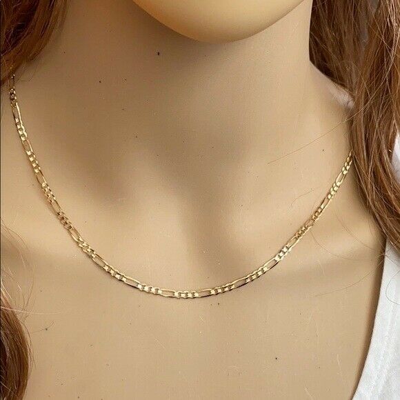 10 k Solid Real Fine Yellow Gold 2.9 mm Figaro Chain Necklace 18" 20" 22" 24"