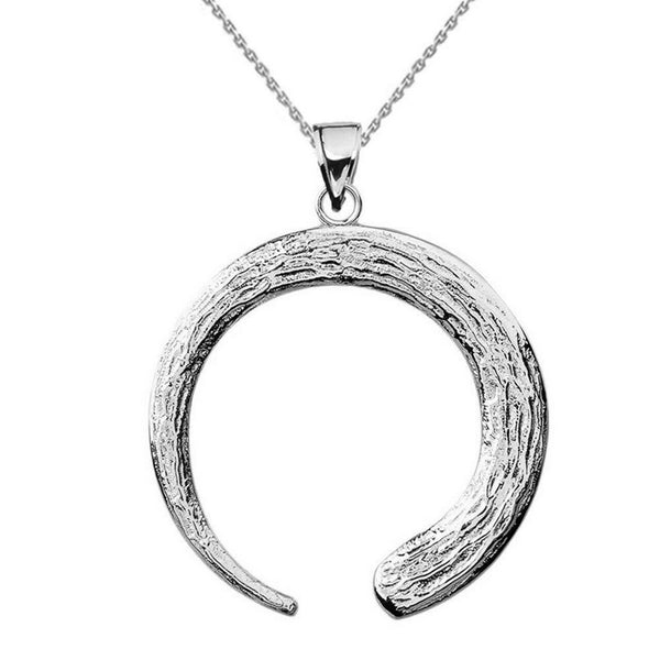 925 Sterling Silver Japanese Buddhist Zen Circle Pendant Necklace
