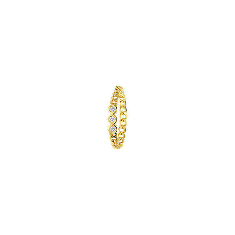 14K Solid Yellow Gold 3 Diamond Chain Dainty Ring Size 6 7 8 - Minimalist