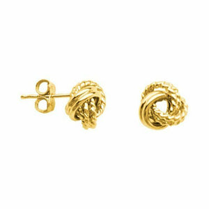 10k Solid Yellow Gold Double 3 Loop Love Knot Post Mini Earrings