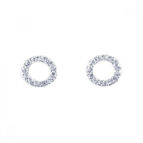 NWT Sterling Silver 925 Rhodium Plated CZ Stud Round Earrings