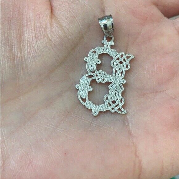 Sterling Silver CZ Celtic Knot Pattern Initial Letter E Pendant Charm Necklace