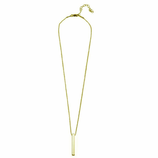 925 Sterling Silver Gold Plated Geometric Drop Down Bar Necklace Adjustable