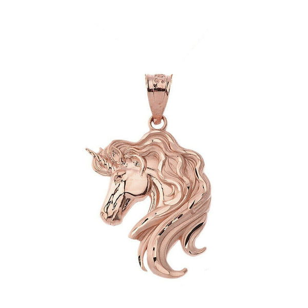 10k or 14k Solid Gold Legendary Mythical Unicorn Pendant Necklace