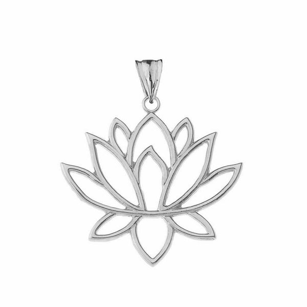 925 Streling Silver Double Sided Lotus Flower Fortune Purify Pendant Necklace
