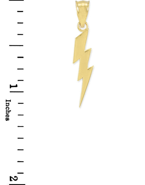 14k Solid Gold Thunderbolt Power Pendant Necklace Thor Zeus Greek God Lighting