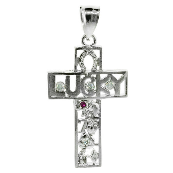 925 Sterling Silver Lucky Cross Elephant Owl Horseshoe Pendant Necklace