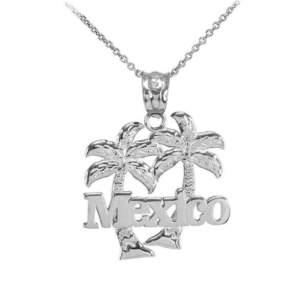 925 Sterling Silver Mexico Palm Tree Pendant Necklace - 16", 18", 20", 22"