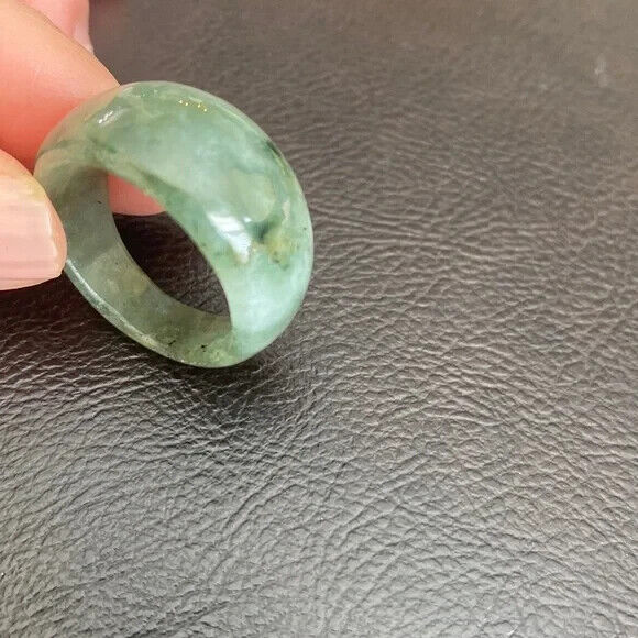 Green Natual Jade Band Ring Big Size 11 - Unisex Width 8-14mm
