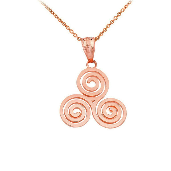 10k or 14k Solid Gold Swirl Celtic Knot Triskele Triskelion Pendant Necklace