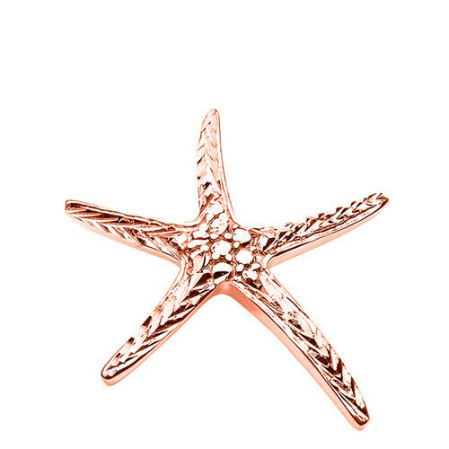 10K Solid Rose Gold Diamond Cut Starfish Star Fish Pendant Necklace