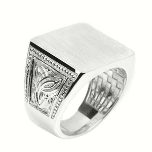 925 Sterling Silver Trinity Knot Square Engrave Men Ring All /Any Size Made USA