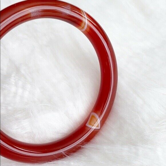 NEW Orange Red White Agate Bangle Inner Diameter 58 mm - Round Shape