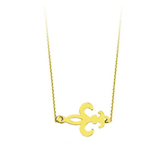 14K Solid Gold Fleur-De-Lis Adjustable Necklace - Minimalist