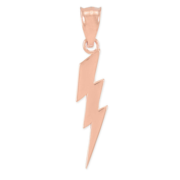 14k Solid Gold Thunderbolt Power Pendant Necklace Thor Zeus Greek God Lighting