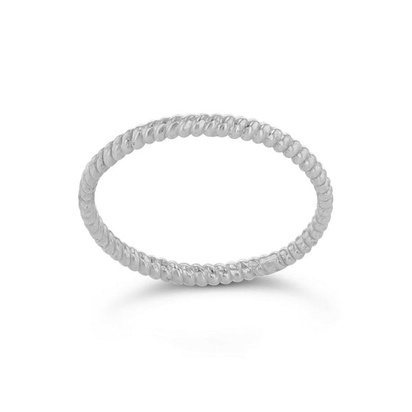 14K Solid White Gold Rope Thin Design Dainty Ring 1mm